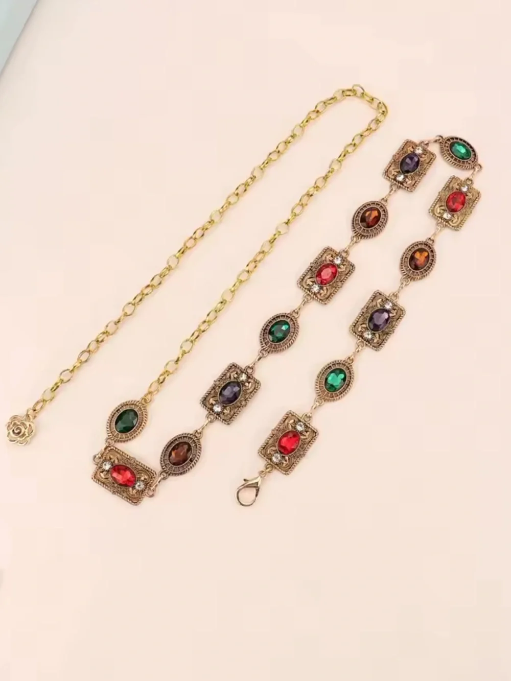 Gold Multistone Chain Belt